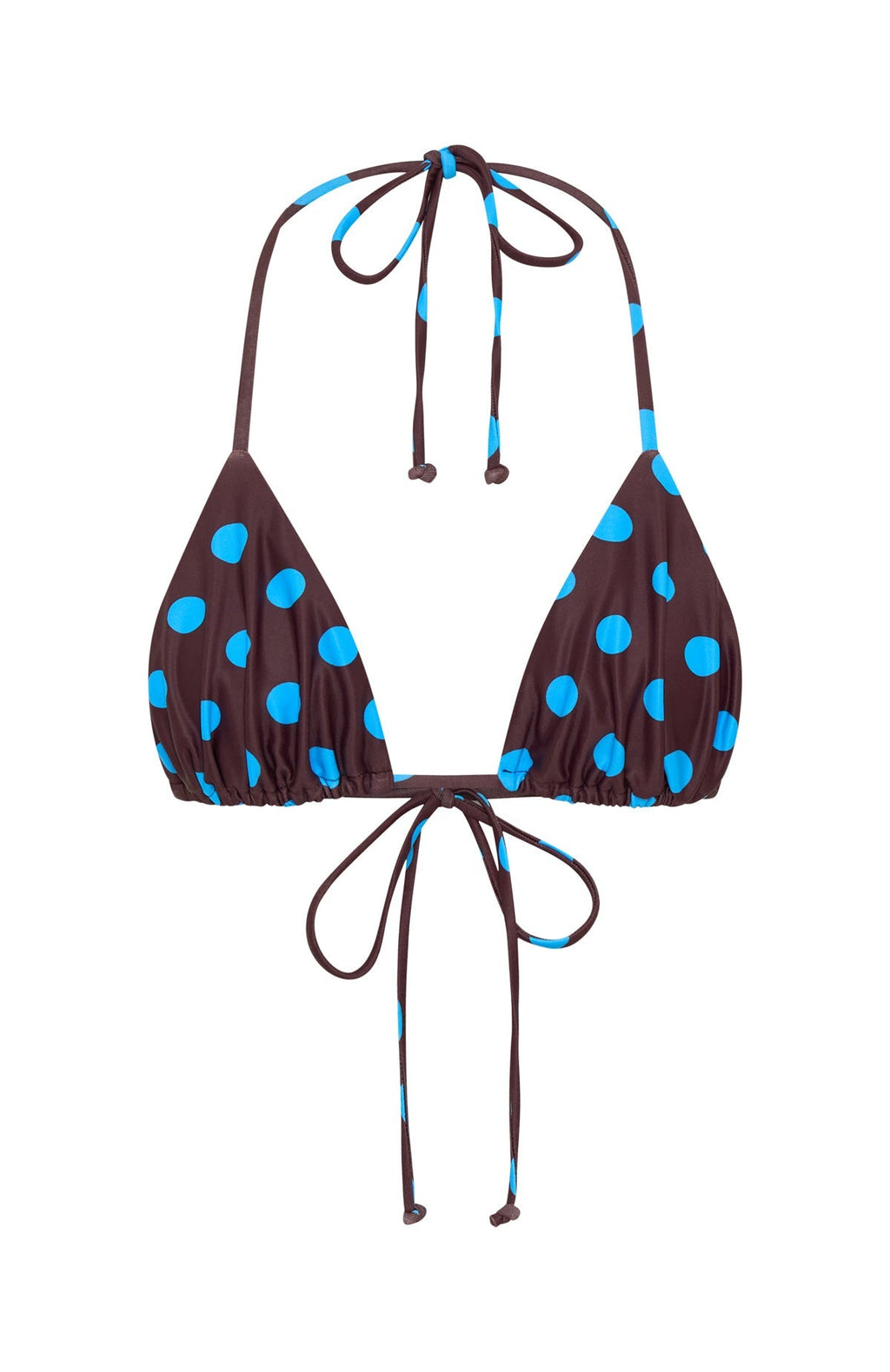 Golden Hour Bikini Top Cocoa Blue Polka Dot