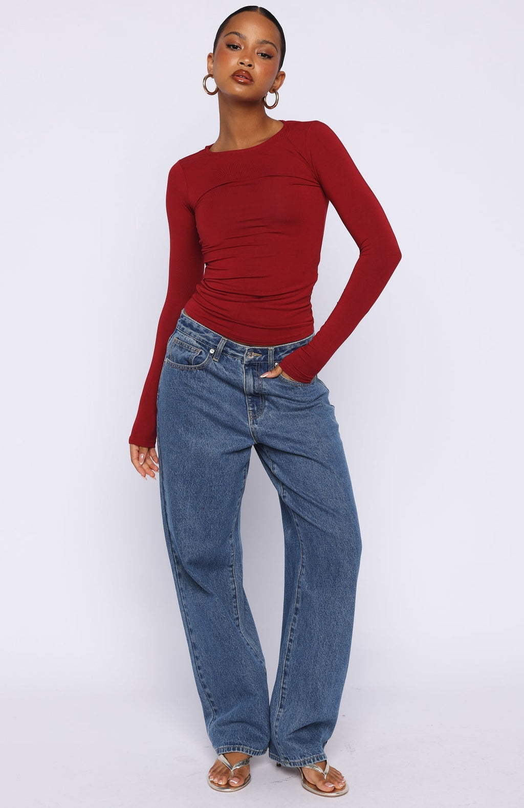 Only For Tonight Long Sleeve Top Wine